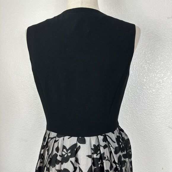 Halston Heritage Dress Women Size 4 Black Fit Flare Flower Lace Tulip Skirt - Picture 11 of 16